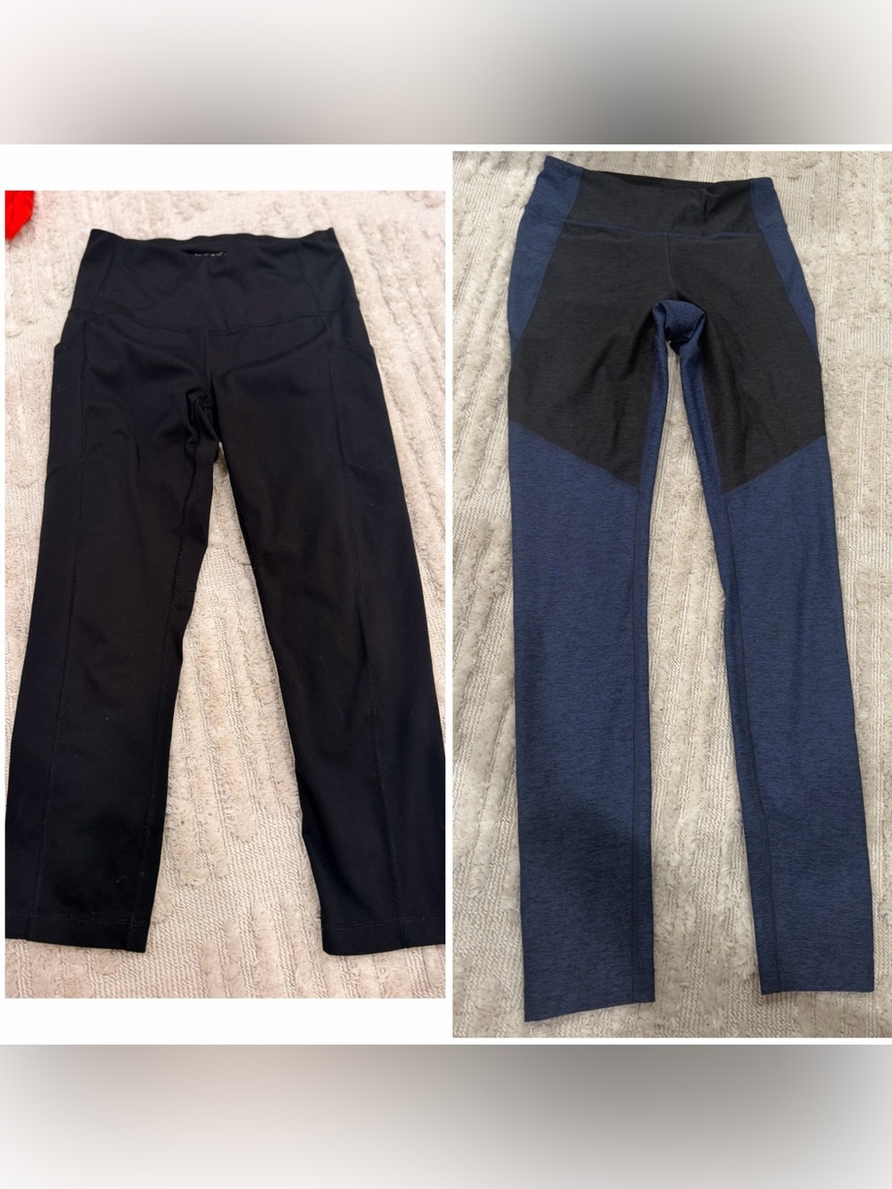 Outdoor Voices and Yogalicious Black and Navy Colorblock Leggings- Bundle